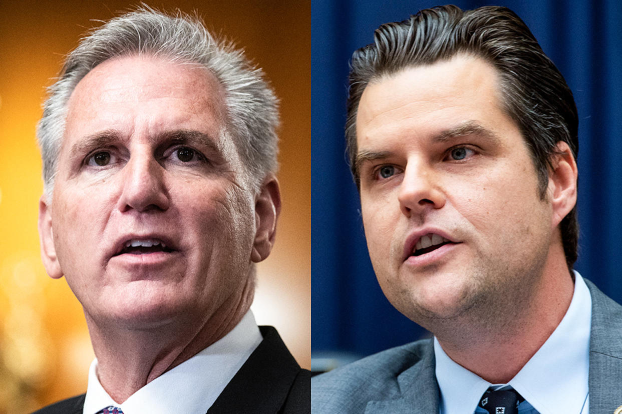 Kevin McCarthy and Florida GOP Rep. Matt Gaetz. (Getty Images)