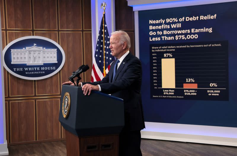 President Biden speaks about the student loan forgiveness program. (Reuters)
