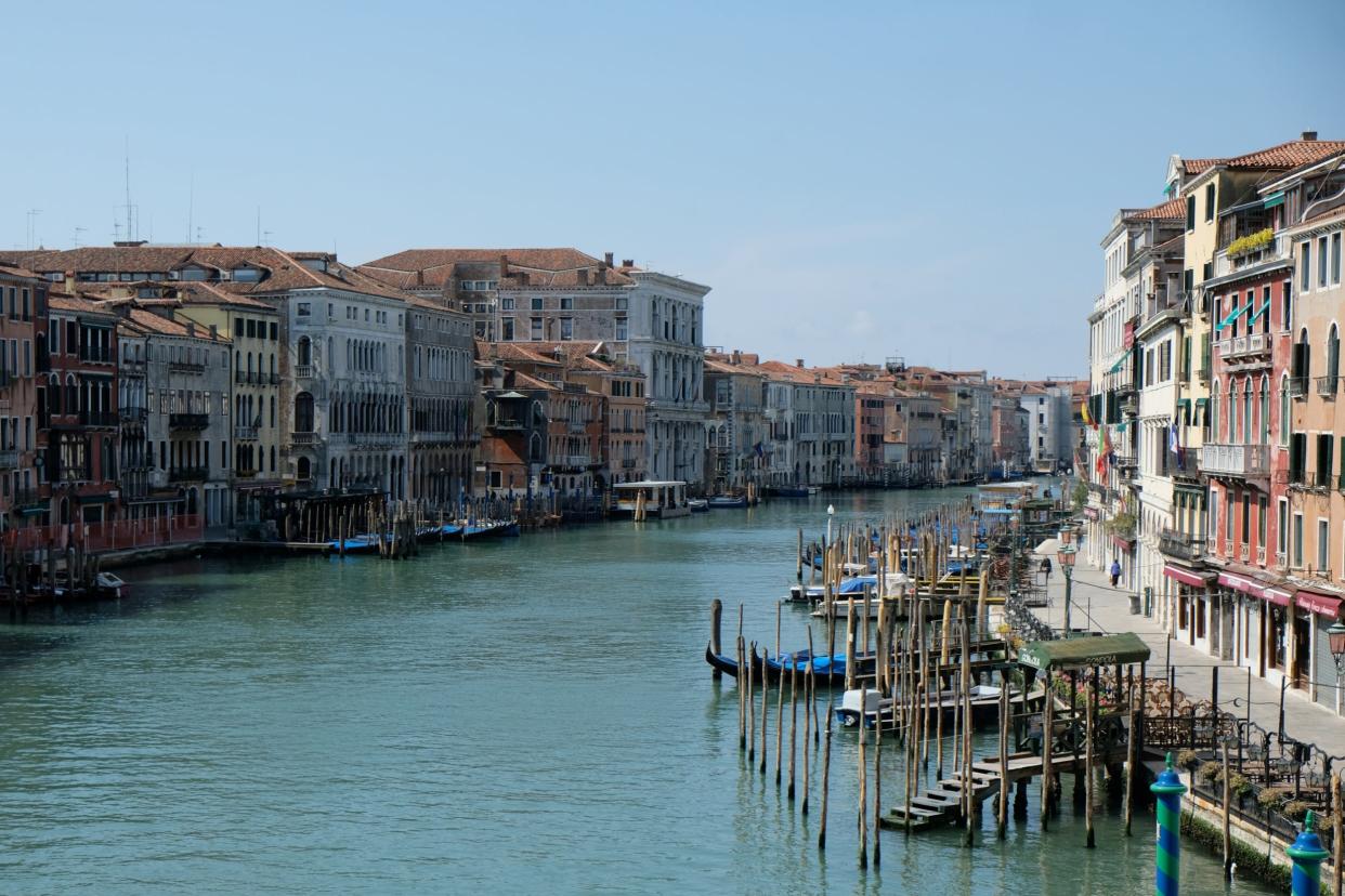 A general view of Grand Canal, which is almost deserted, seen from the Rialto Bridge, during Italy's coronavirus lockdown: REUTERS
