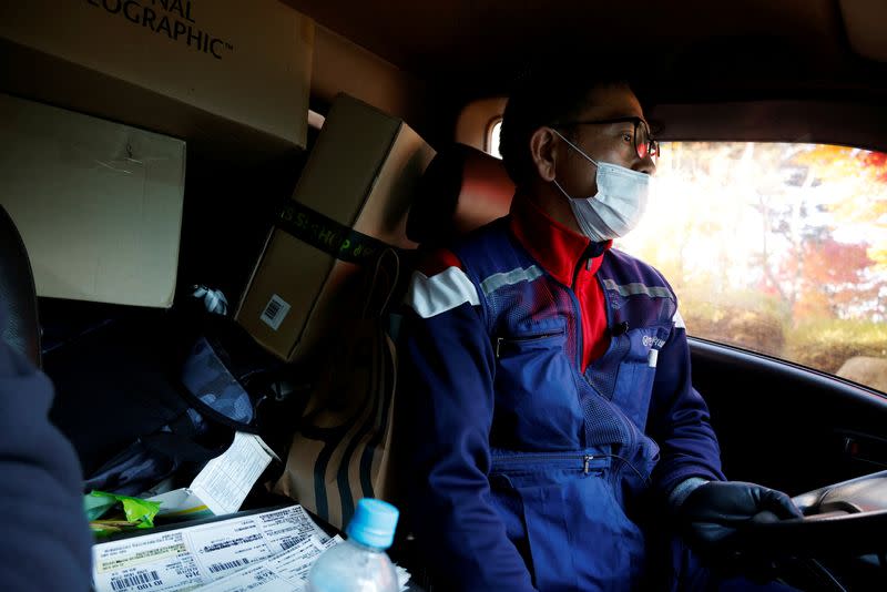 Jeong, a parcel delivery worker for CJ Logistics, drives his truck in Gwangju