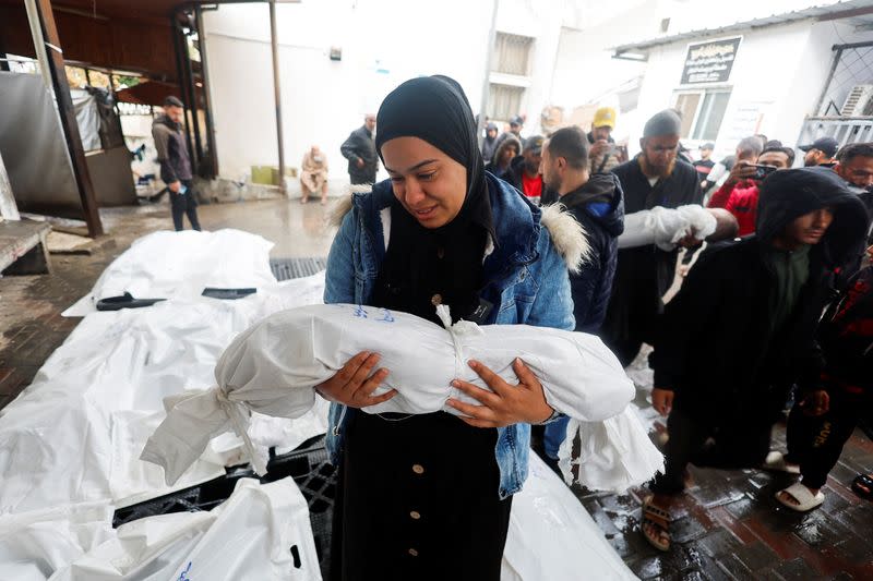 Aftermath of Palestinians killed in an Israeli strike, in Rafah