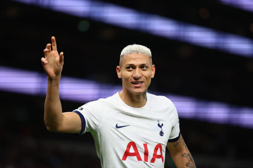 Tottenham Hotspur striker Richarlison celebrates scoring against Brentford