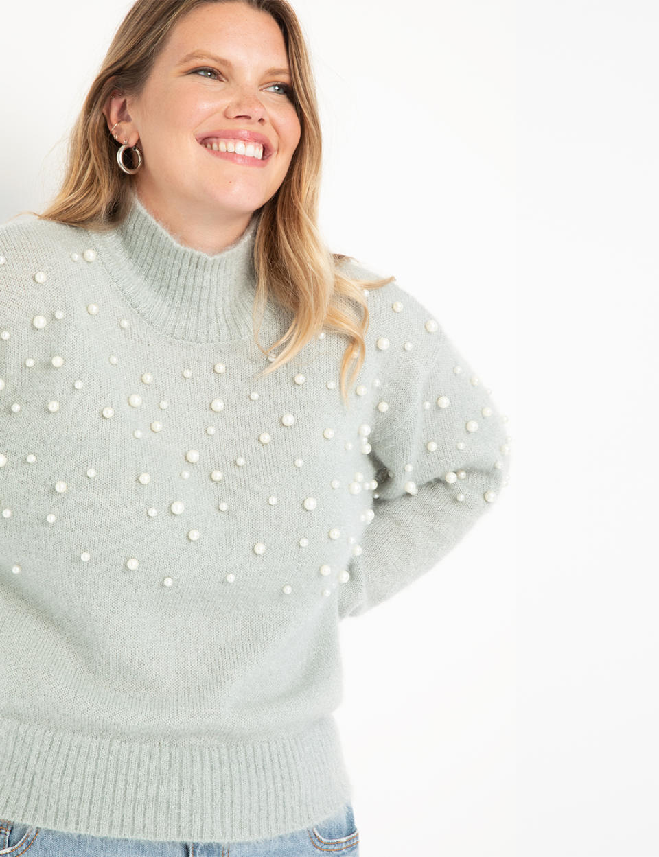 Eloquii Pearl Embellished Sweater