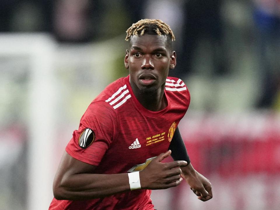 Paul Pogba in action for United during the Europa League final defeat (POOL/AFP via Getty Images)