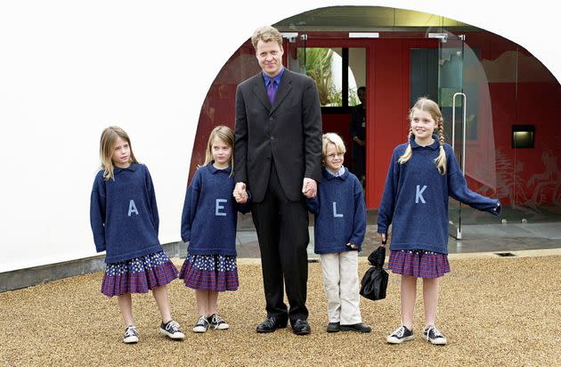 Earl Spencer with his children at the opening of the Princess Of Wales Memorial Playground in Kensington Gardens. (Photo: Tim Graham via Getty Images)