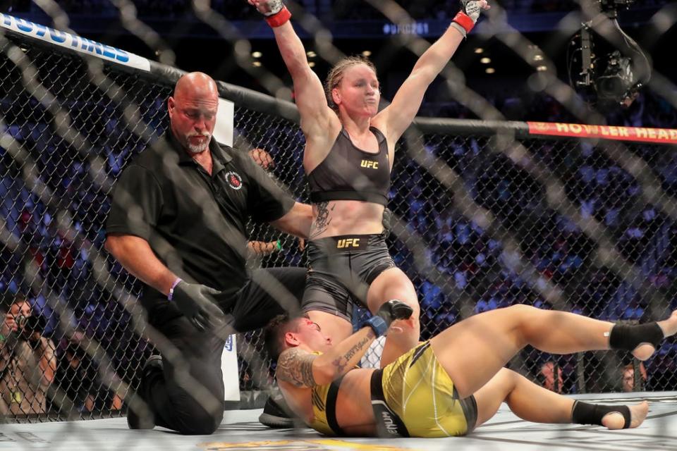 Valentina Shevchenko after retaining her flyweight belt against Jessica Andrade (Getty Images)