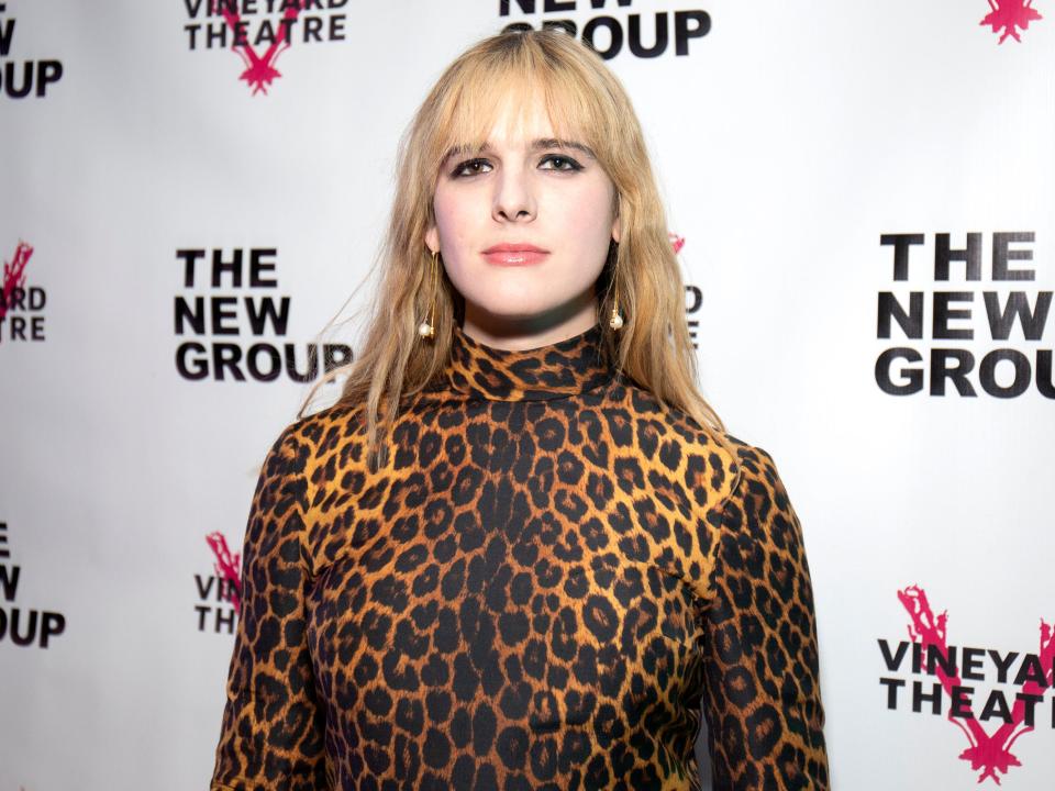 hari nef on a red carpet in leopard print