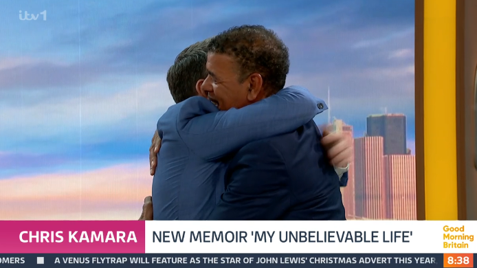 Ben Shephard hugged close friend Chris Kamara on the show. (ITV screengrab)