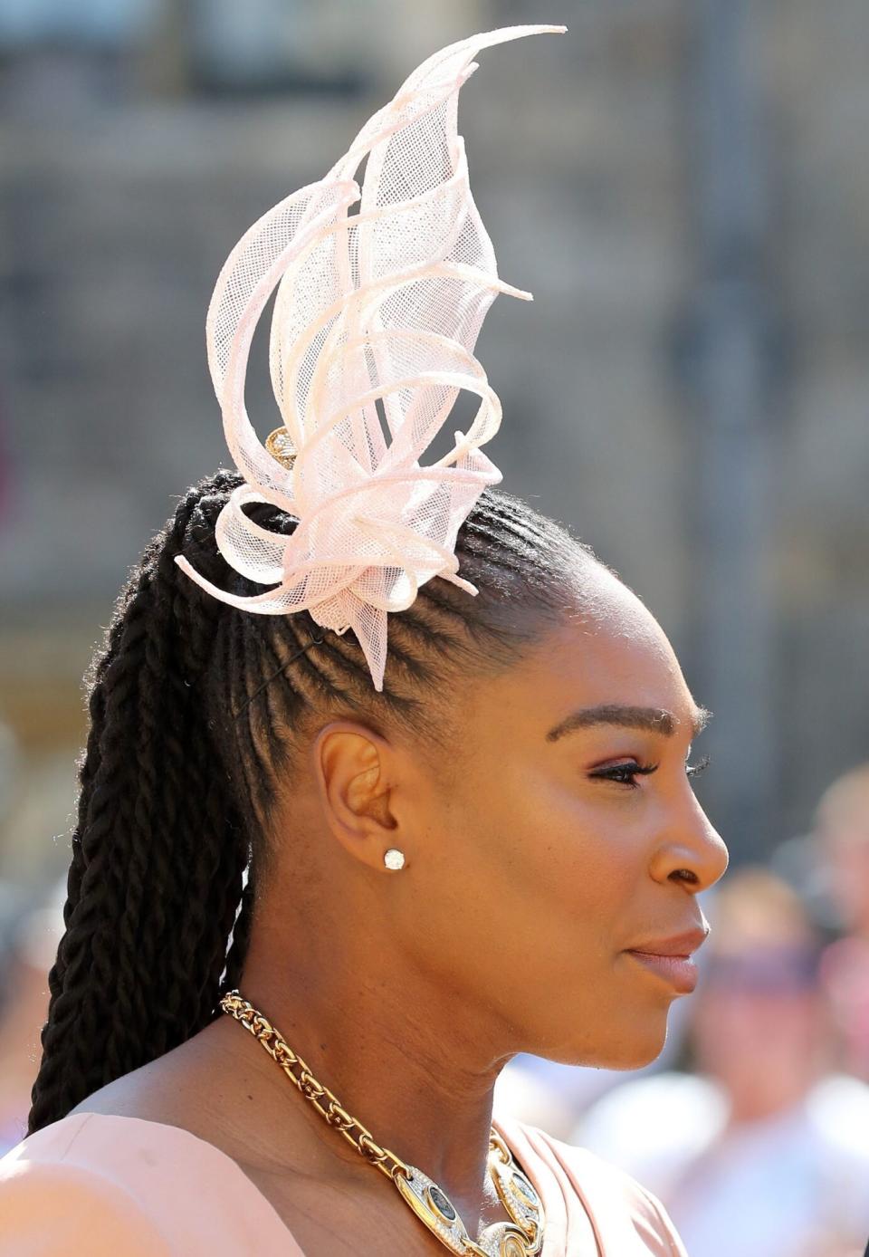 Meghan Markle's friend, US tennis player Serena Williams arrives for the wedding ceremony of Britain's Prince Harry, Duke of Sussex and US actress Meghan Markle at St George's Chapel, Windsor Castle, in Windsor, on May 19, 2018.