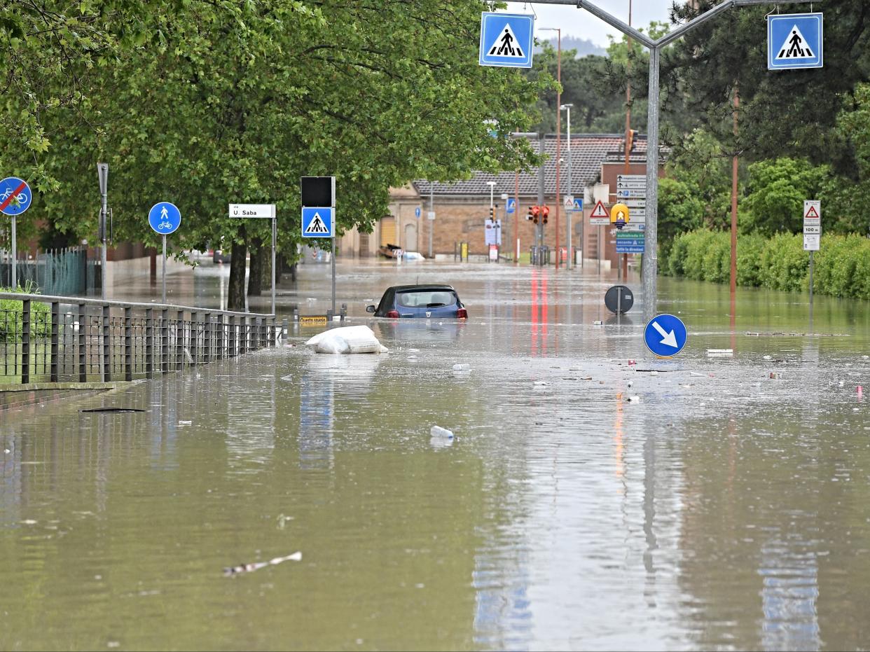 A street in Cesena shows the extent of severe flooding in Emilia Romagna (AFP via Getty Images)