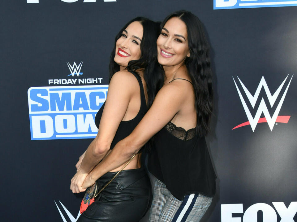 Die Zwillinge Nikki (l.) und Brie Bella brachten fast zeitgleich ein Baby zur Welt. (Bild: Birdie Thompson/AdMedia/ImageCollect)