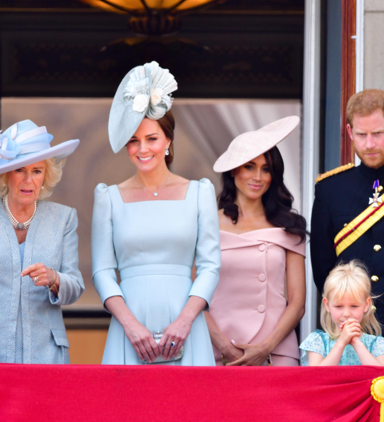 Kate Middleton and Meghan Markle at the Trooping the Colour ceremony at Buckingham Palace on June 9. (Photo: James Devaney/FilmMagic)