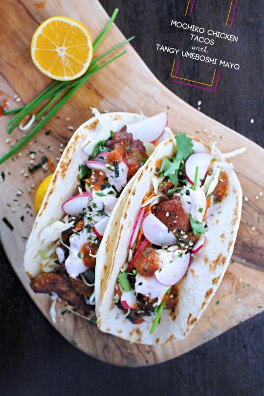 Mochiko Chicken Tacos With Tangy Umeboshi Mayo