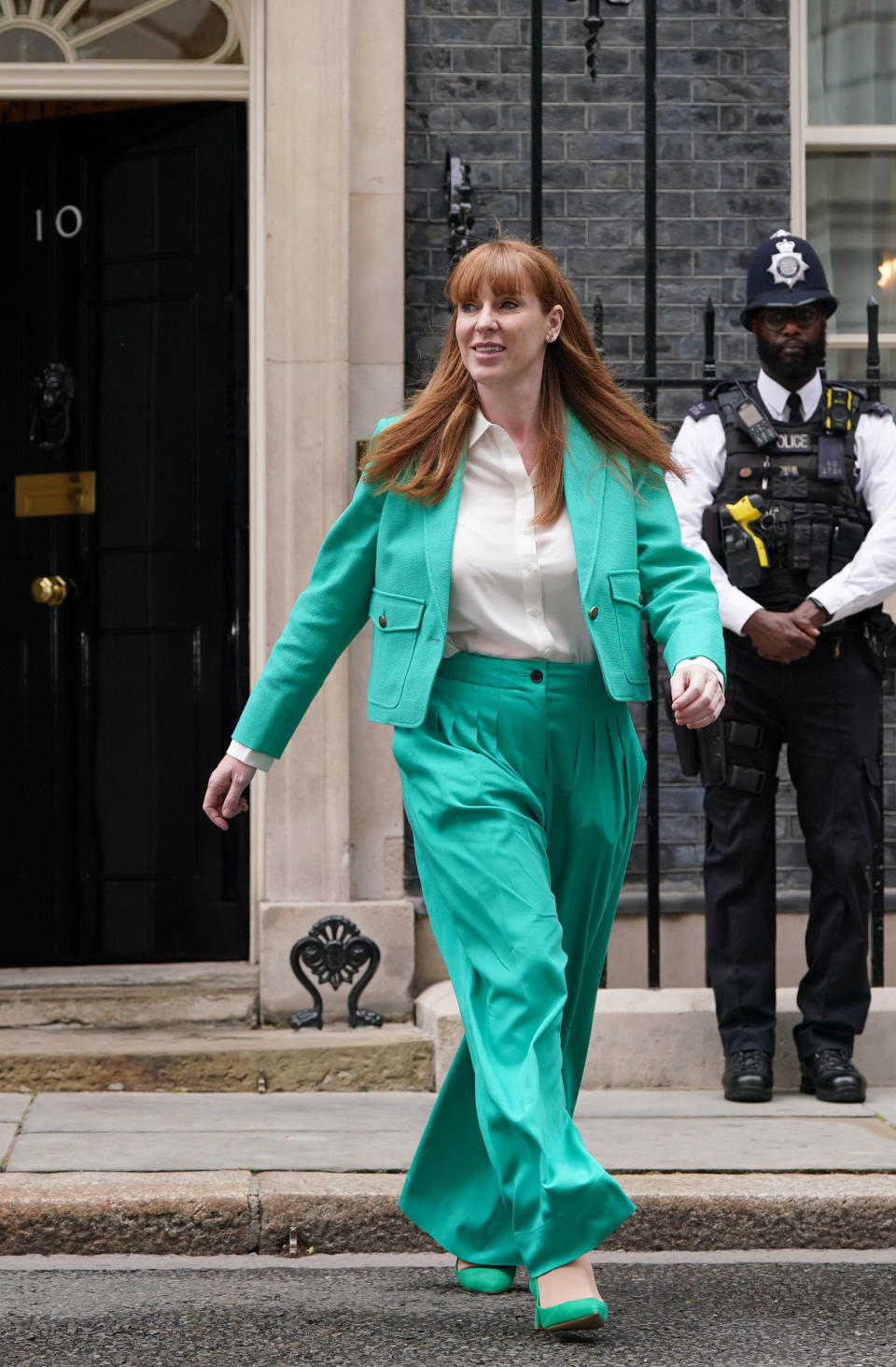 Angela Rayner leaves at 10 Downing Street, London, after being appointed Deputy Prime Minister and Secretary of State for Levelling Up, Housing, and Communities, following the landslide General Election victory for the Labour Party. Picture date: Friday July 5, 2024. (Photo by Lucy North/PA Images via Getty Images)