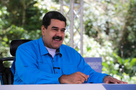 Venezuela's President Nicolas Maduro speaks during his weekly broadcast "Los Domingos con Maduro" (The Sundays with Maduro) in Caracas, Venezuela April 2, 2017. Miraflores Palace/Handout via REUTERS