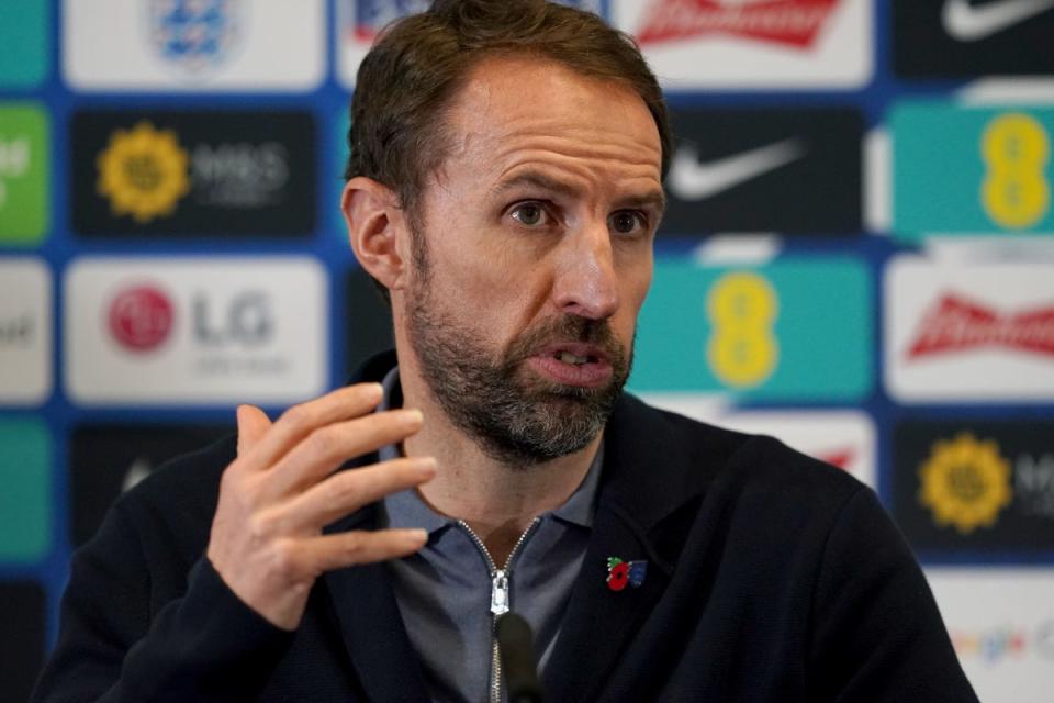 Gareth Southgate will watch England’s players from home this weekend (Nick Potts/PA) (PA Wire)