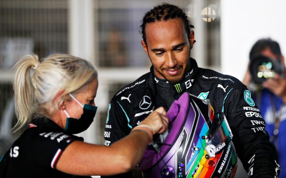 Lewis Hamilton and his rainbow helmet - Hamad I Mohammed/Getty Images