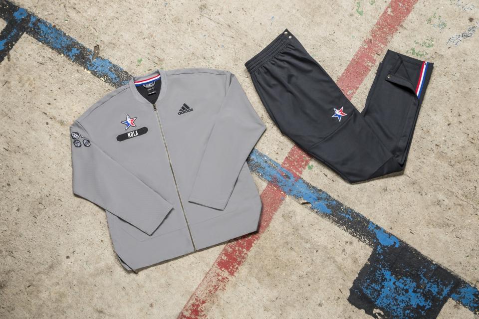 The warmups the Eastern and Western Conference All-Stars will be wearing in New Orleans next month. (Photo courtesy of adidas)