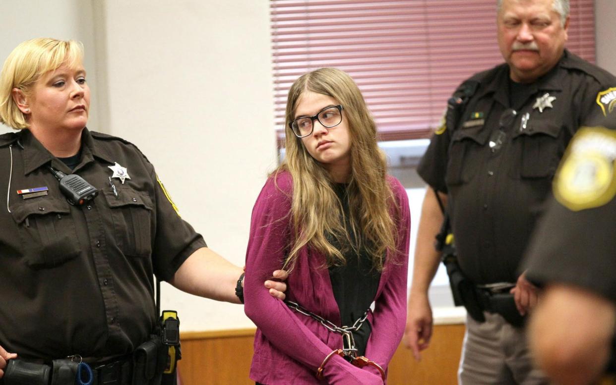 Morgan Geyser appears in a Waukesha County Circuit courtroom for a hearing on Sept. 21, 2015.
