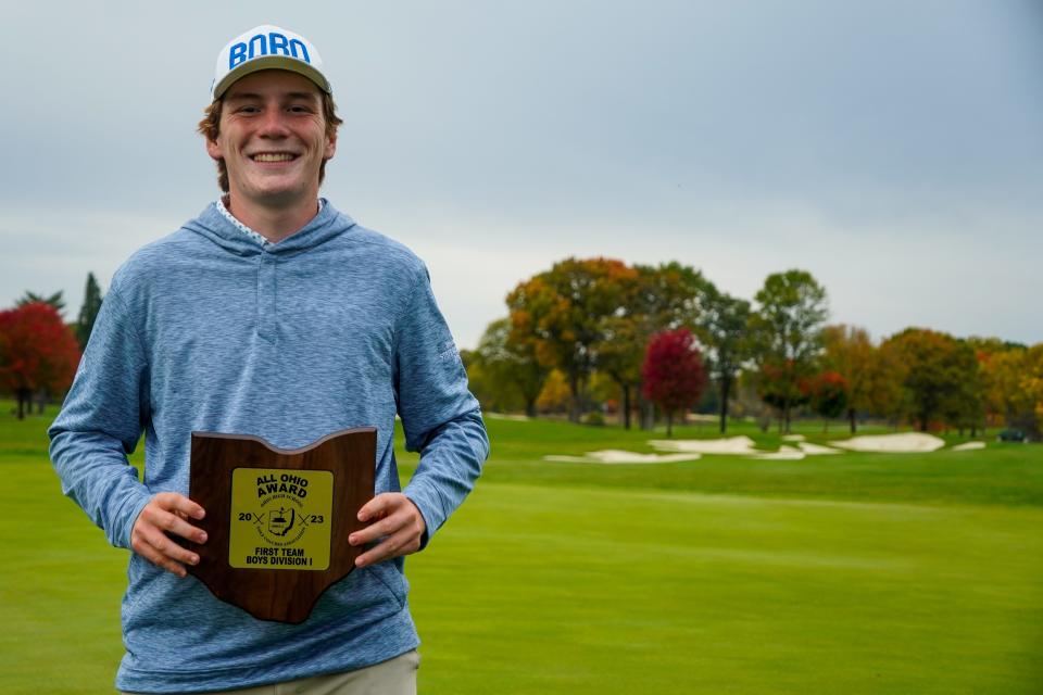 Springboro senior Gavin Augenstein finished fifth individually at the Division I boys golf state tournament and was part of the Panthers team that finished eighth. Saturday, Oct. 21, 2023 in Columbus, Ohio.
