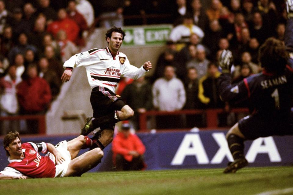 Ryan Giggs’s wonder-goal against Arsenal is an iconic FA Cup replay moment  (Getty Images)