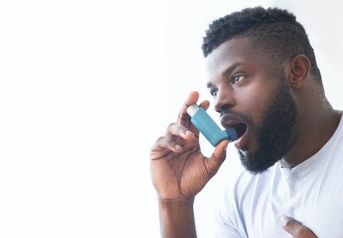   <span class="attribution"><a class="link " href="https://www.shutterstock.com/image-photo/young-african-man-using-asthma-inhaler-1434990881" rel="nofollow noopener" target="_blank" data-ylk="slk:Prostock-studio/Shutterstock;elm:context_link;itc:0;sec:content-canvas">Prostock-studio/Shutterstock</a></span>