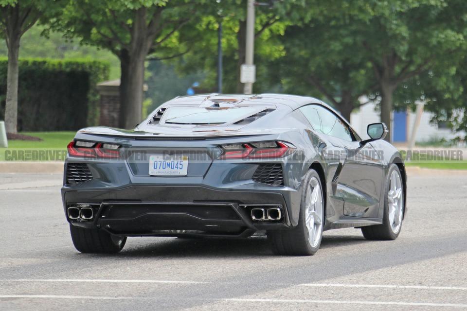 <p>The lack of exterior badging is likely due to these C8s being prototypes. The production cars will have the choice of badges with either a chrome or Carbon Flash finish.</p>