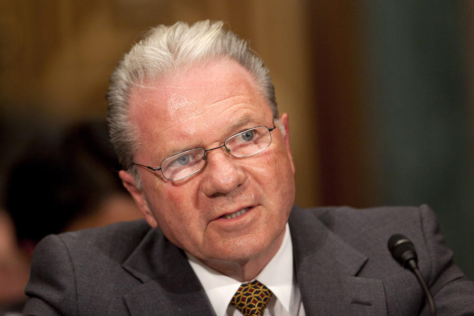 Thomas Peterffy, chief executive officer of Interactive Brokers, speaks during a Senate Banking hearing in Washington, D.C., U.S., on Wednesday, Dec. 8, 2010. Senators Jack Reed of Rhode Island and Carl Levin of Michigan, both Democrats, called the joint subcommittee hearing to examine steps the regulators have taken in leading the U.S. response to the May 6 plunge that briefly erased $862 billion of stock value in less than 20 minutes before markets recovered. (Andrew Harrer / Bloomberg via Getty Images file)