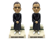This product image shows two versions of the Ruth Bader Ginsburg bobblehead figurine. They're available for $25 each or $45 for the pair. (National Bobblehead Hall of Fame & Museum via AP)