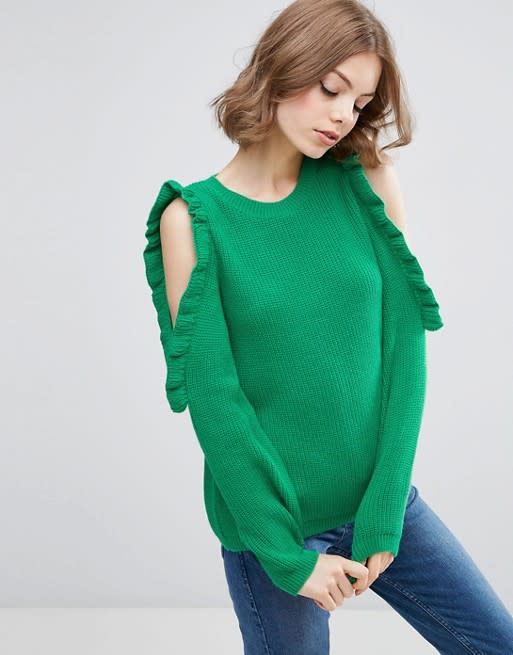 Chunky Jumper with Ruffle Shoulder