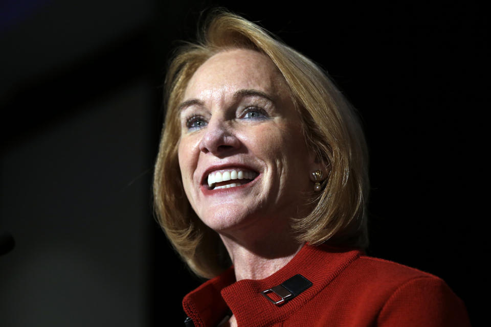 Jenny Durkan addresses supporters at an election night party Tuesday in Seattle. (Photo: Elaine Thompson/AP)