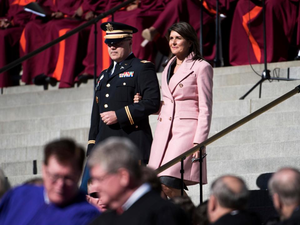 Nikki Haley and Michael Haley at the South Carolina governor inauguration in 2019