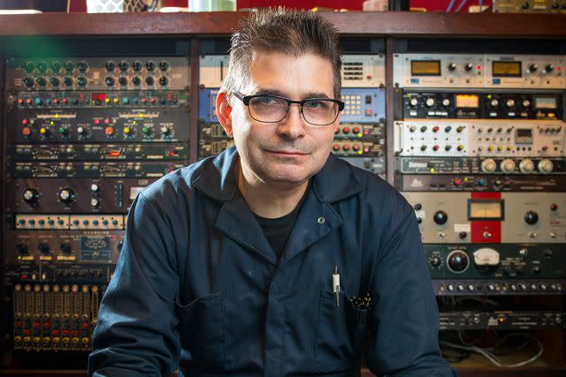 <p>Brian Cassella/Chicago Tribune/Tribune News Service via Getty </p> Steve Albini poses for a portrait in his studio on July 24, 2014 in Chicago, Ill.