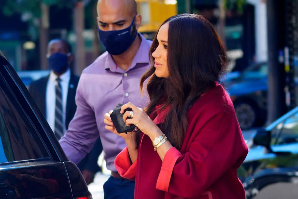 Meghan und Harry besuchten am zweiten Tag ihrer Reise nach New York City eine Schule in Harlem. Foto: Getty Images.
