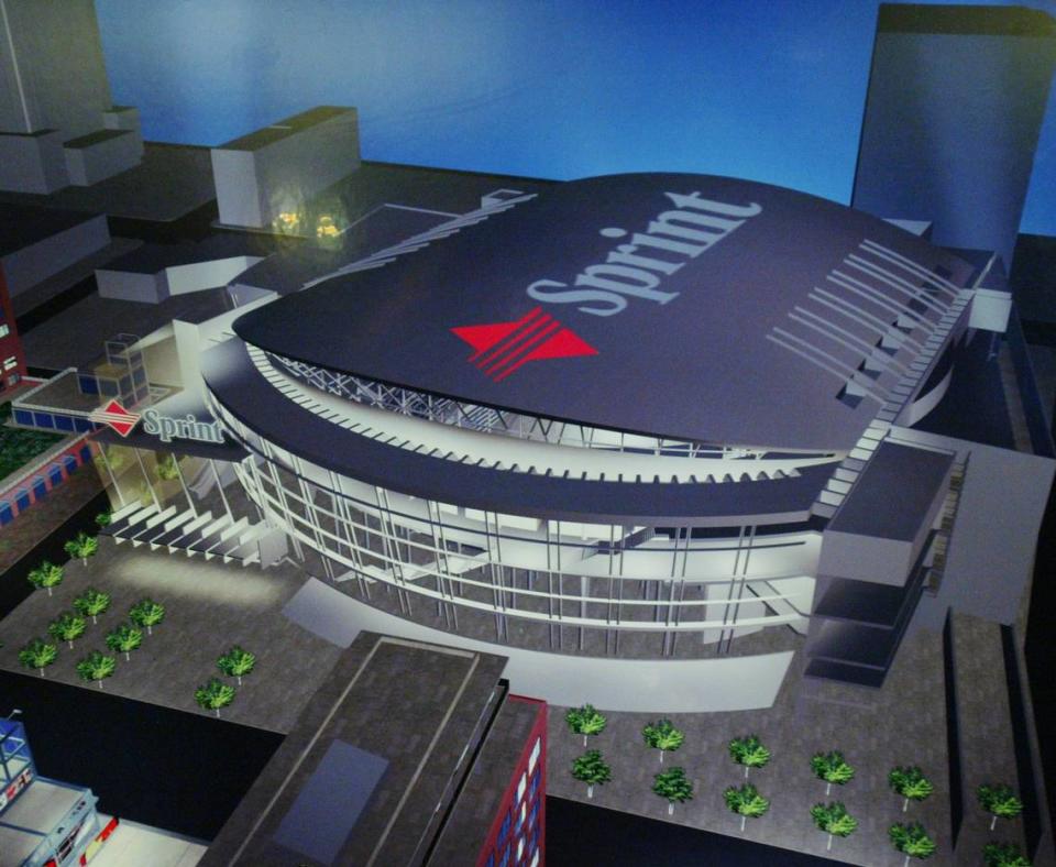 A rendering from 2004 shows an early concept of what Sprint Center, now T-Mobile Center, might look like when constructed. File/Kansas City Star