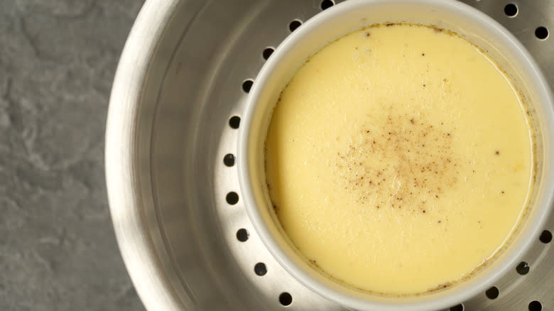 Steamed pudding in bain marie