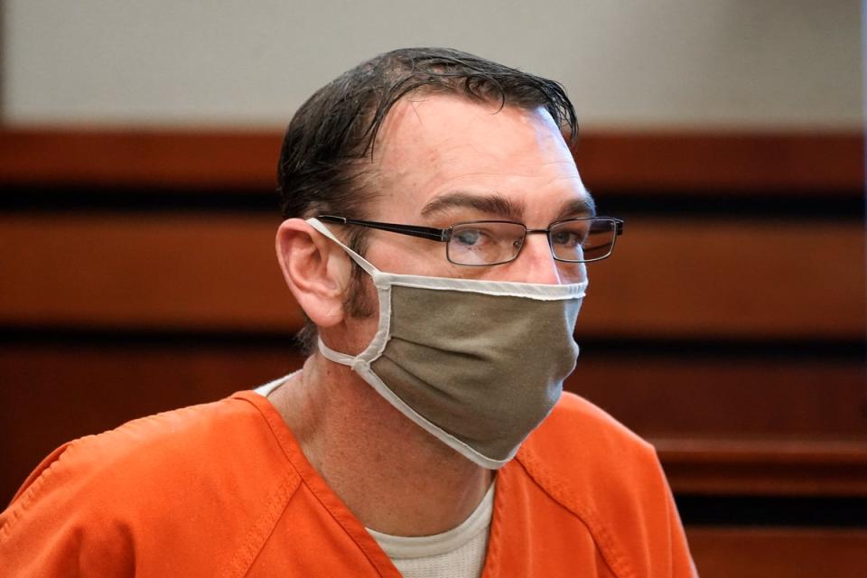 James Crumbley appears in court for a preliminary examination on involuntary manslaughter charges in Rochester Hills, Mich., Tuesday, Feb. 8, 2022. (Copyright 2022 The Associated Press. All rights reserved)
