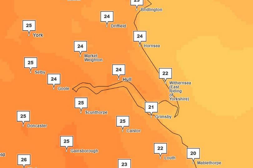 Temperatures hit 24 or 25C around the region on Tuesday afternoon