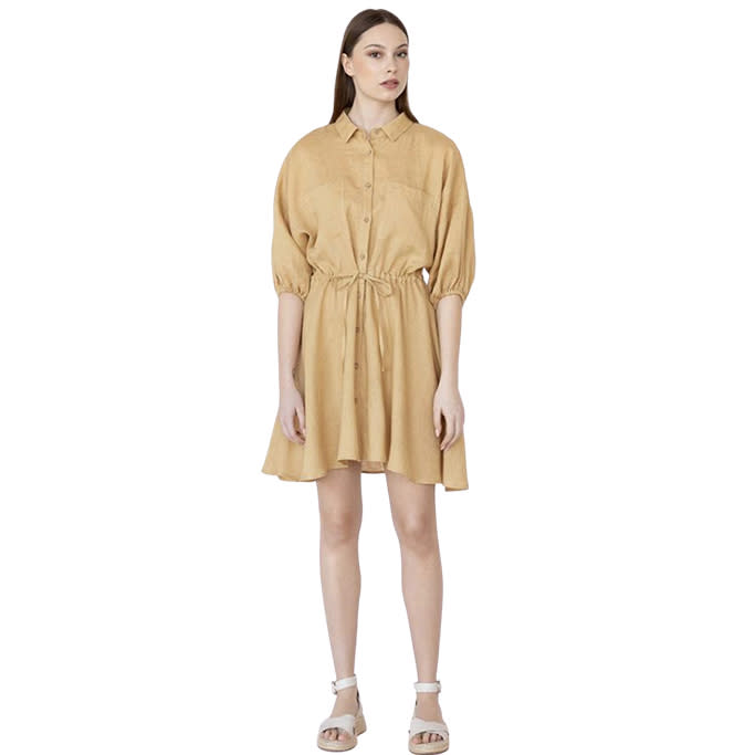 LINEN SHIRT DRESS JULIEN IN SANDY BEIGE