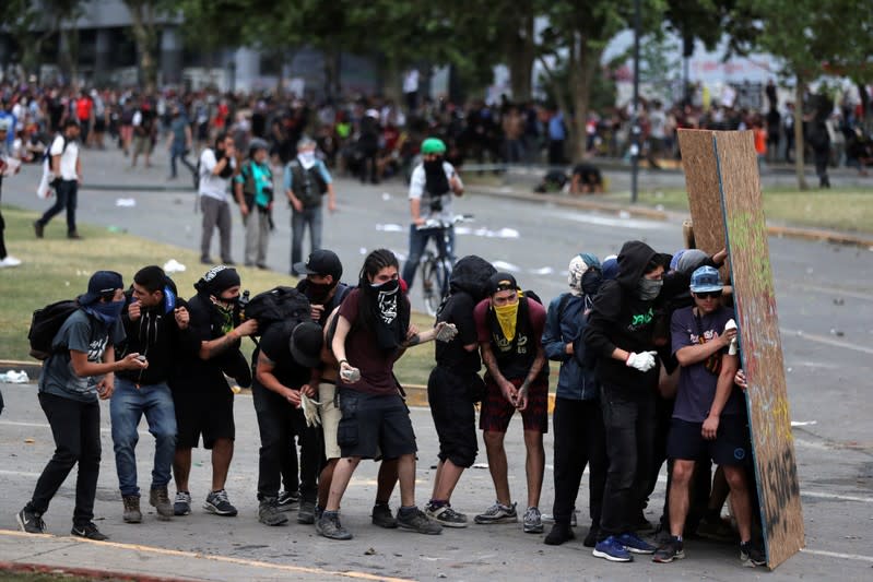 Protest against Chile's state economic model in Santiago