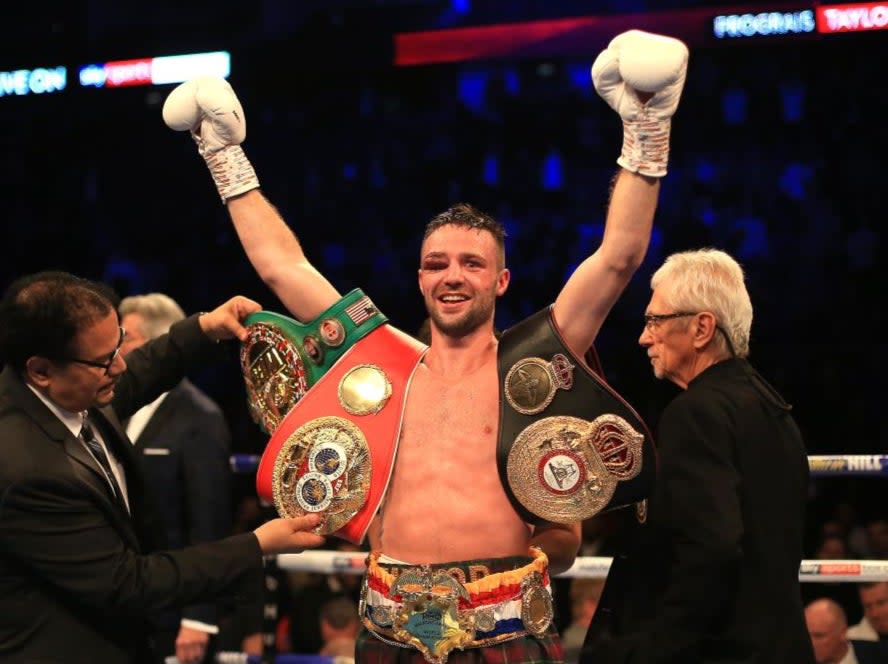 Josh Taylor celebrates beating Regis Prograis in 2019 (Getty Images)