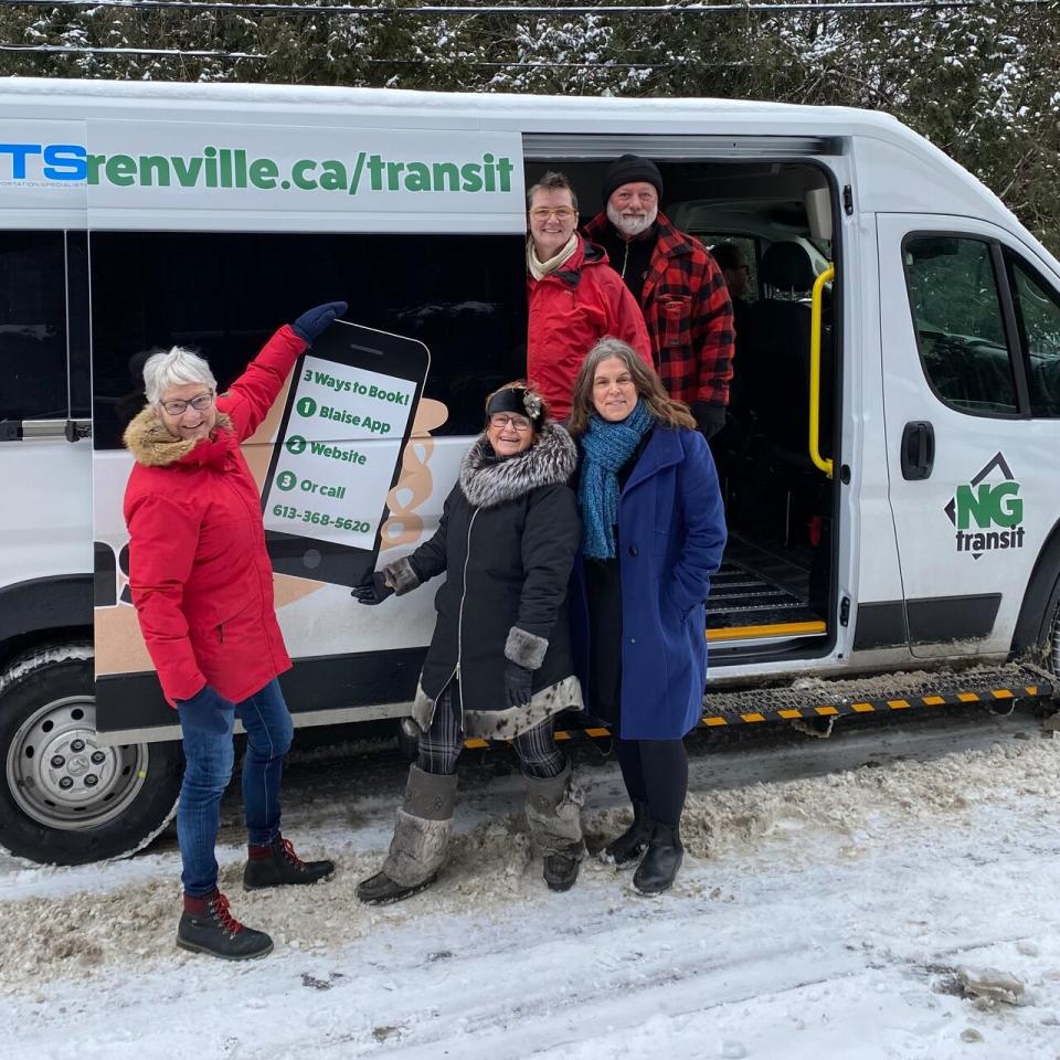 North Grenville councillors, including Mayor Nancy Peckford at the right of the bottom row, pose with an NGtransit bus in a Facebook post last week.