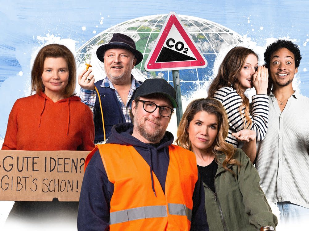 "Wir können auch anders": Die Schauspielerinnen und Schauspieler (v.l.) Annette Frier, Axel Prahl, Bjarne Mädel, Anke Engelke, Pheline Roggan und Aurel Mertz zeigen gute Ideen und Lösungen für altbekannte Probleme aus den Bereichen Verkehr, Wohnen und Ernährung. (Bild: SWR/Florida Film/2Pilots/Martin Rottenkolber)