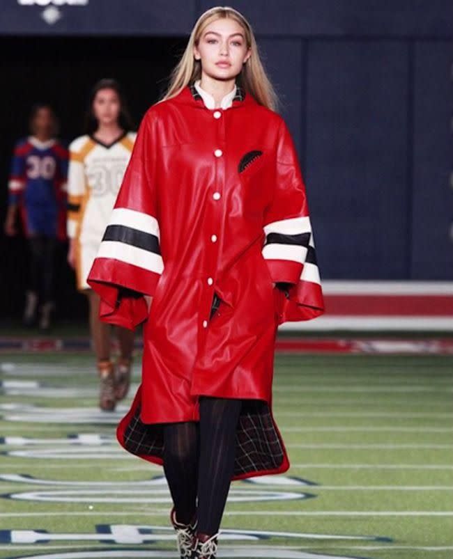 Gigi Hadid in the aforementioned poncho. Photo: Getty Images.