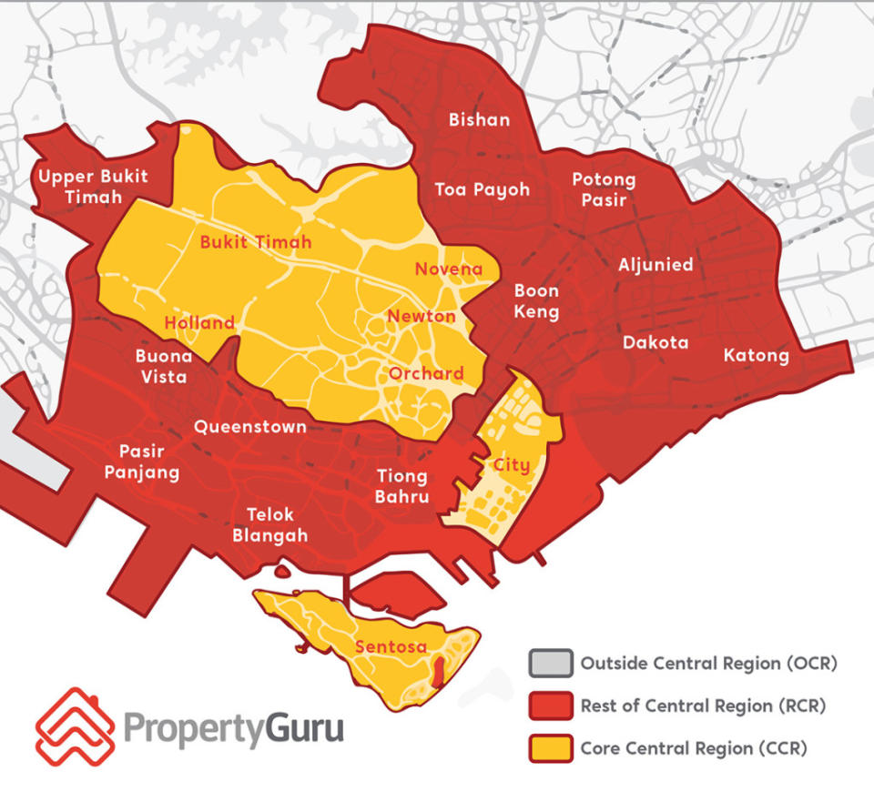 CCR OCR RCR city fringe Singapore property map