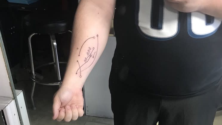 A Philadelphia Eagles fan already got a tattoo of the famed “Philly Special” play. (Dan Morgan)