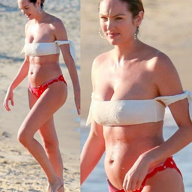 Model Candice Swanepoel hat zwölf Tage nach der Geburt ihres Sohnes Ariel ein Post-Babybäuchlein. (Instagram/angelcandices)