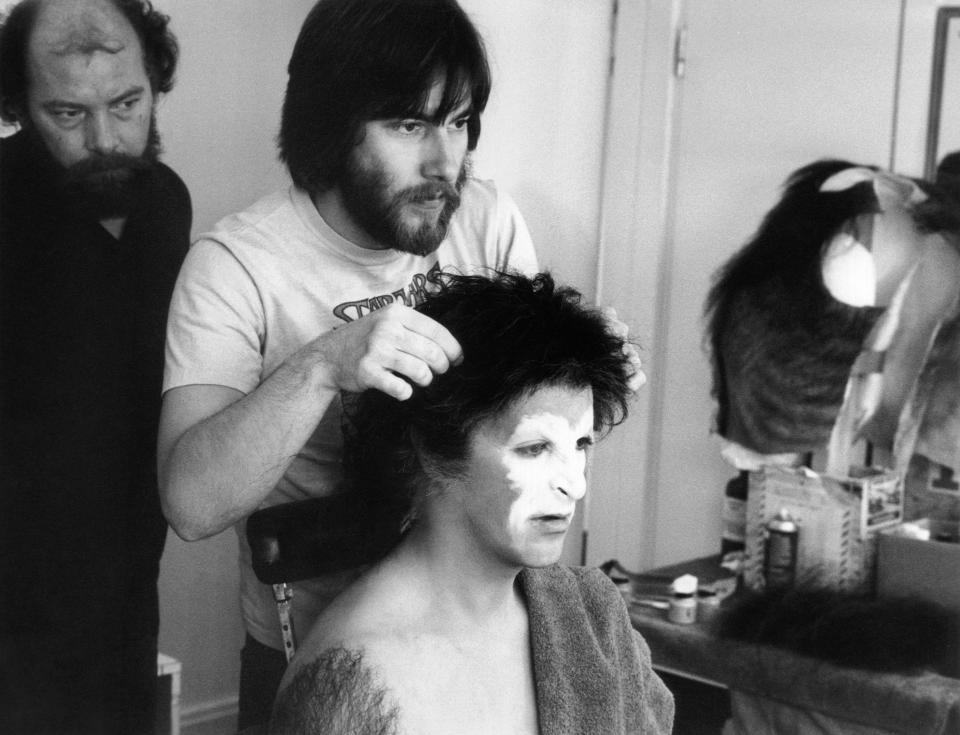 From l to r: Barry Richards, Rick Baker and Naughton behind the scenes on An American Werewolf in London (Photo: Universal/Courtesy Everett Collection)