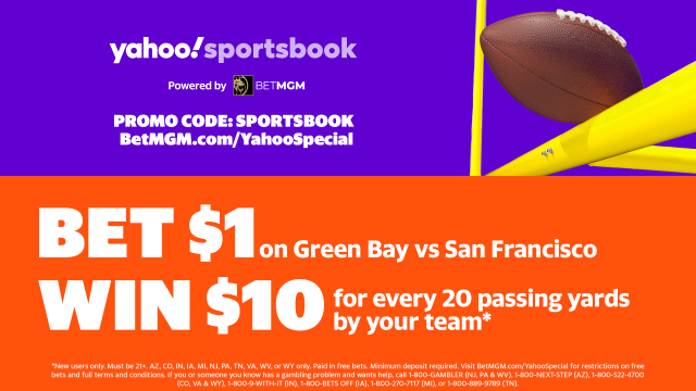 Bet $1 on GB vs. SF and get $10 for every 20 passing yards by your team*