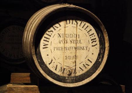 The oldest cask of whisky of Suntory Holdings' Yamazaki brand is seen at its Yamazaki Distillery in Shimamoto town, Osaka prefecture December 15, 2013. REUTERS/Sophie Knight